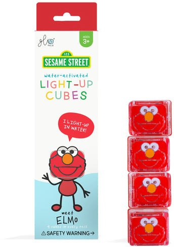 Lodër sensorike Glo Pals Sesame Street Elmo, kube me drita, set 4 copë, të kuqe