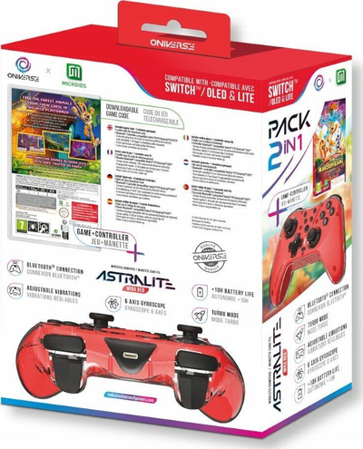 Gamepad Oniverse Astralite Bluetooth me lojën Marsupilami Hoobadventure, me gyroskop e Turbo, i zi