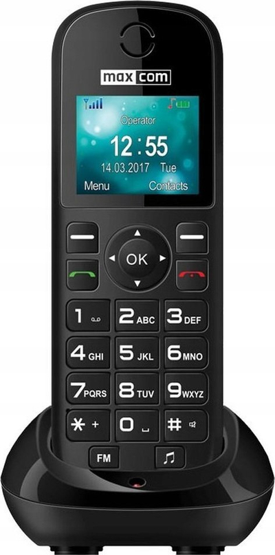 Фиксен телефон GSM Maxcom MM35D, за SIM-картичка, сет 2 парчиња, бел