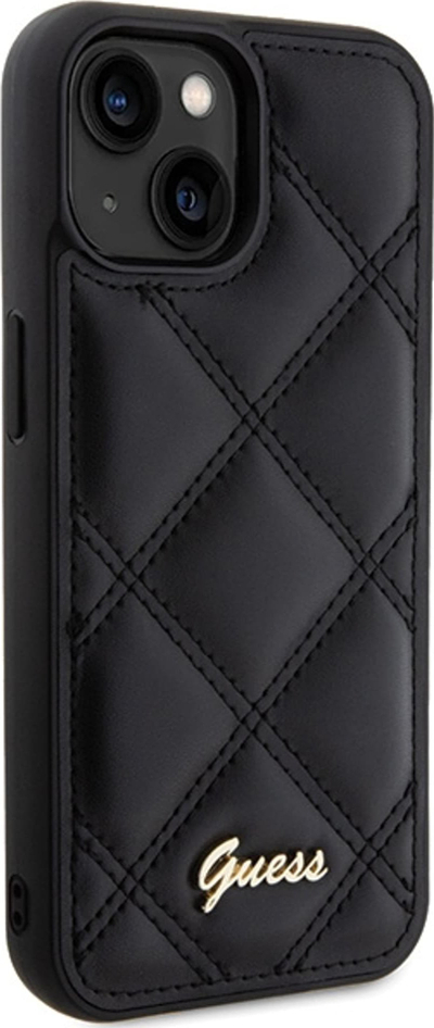 Mbështjellëse telefoni Guess, për iPhone 15, lëkurë ekologjike, e zezë
