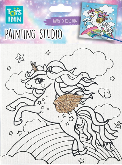 Set pikture Stnux Canvas Unicorn Rainbow, kanavacë 15x15cm, me bojëra, shumëngjyrësh
