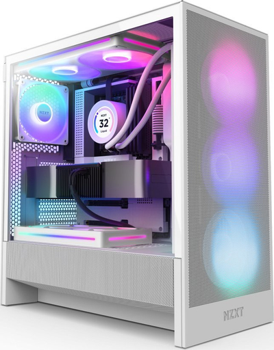 Kuti kompiutri NZXT H5 Flow RGB, Mid Tower, me xham t'kalit, e bardhë