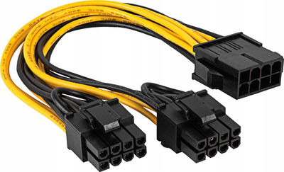 Kabllo e brendshme PCI-E Akyga AK-CA-81, 8 pin në 2x 6+2 pin, zezë verdhë
