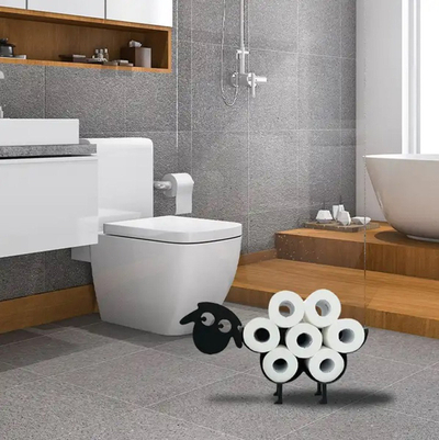 Mbajtës letre higjienike Ram Sheep, në këmbë, dekorativ, i zi