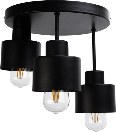Llambë tavanore Orno LISA, 3x60W, E27, bazë e zezë, e rrumbullakët