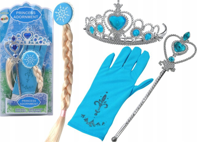 Set aksesorësh princeshë Little Princess Snow Queen, shkop magjik, kurorë dhe doreza, blu