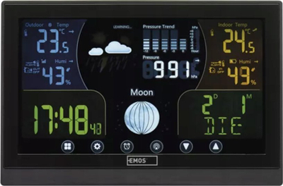 Stacion moti pa tela EMOS Home E6018, ekran me prekje me ngjyra, sensor jashtë, i zi