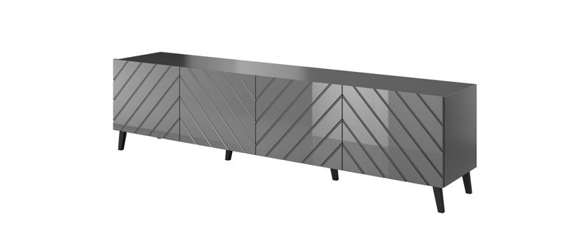 Komodë TV Cama Meble Abeto, 200x42x52 cm, PAL MDF, gri me shkëlqim