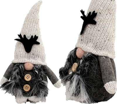 Декоративна фигура за Божиќ Божиќен Гном, 25cm, сива со сјај