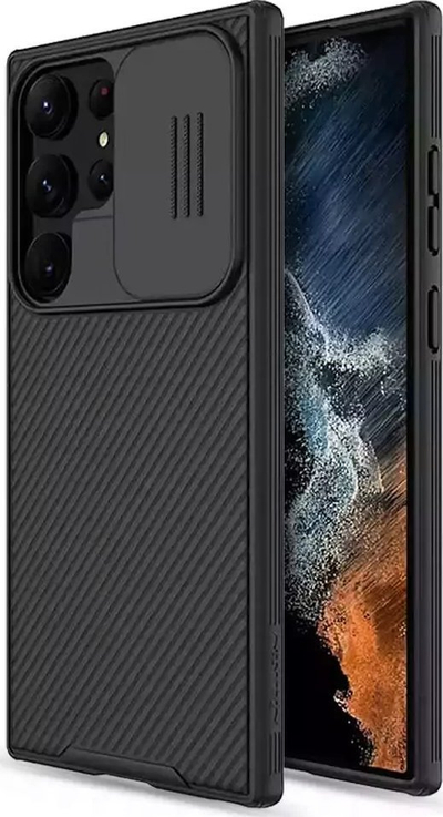 Mbrojtës telefoni Nillkin CamShield Pro për Samsung Galaxy S23 Ultra, kapak që rrëshqet te kamera, TPU i fortë, i zi
