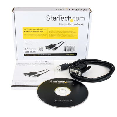 Kabllo adapter USB në serial StarTech me 1 port, RS232 DB9 Null Modem, 1.8m, e zezë