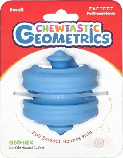 Lodër përtypëse për qen Chewtastic Gentle Geo Hex, prej gome natyrale, pastel blu