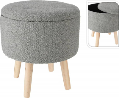 Tabure me vend për rujtje Home&amp;Styling, Ø35x40 cm, bouclé, gri e hapur