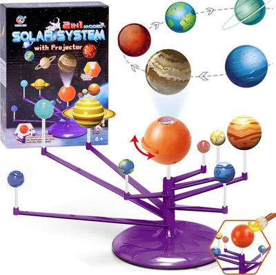 Set edukativ projektor sistemi diellor 2 në 1, montim dhe ngjyrosje planetesh, shumëngjyrësh