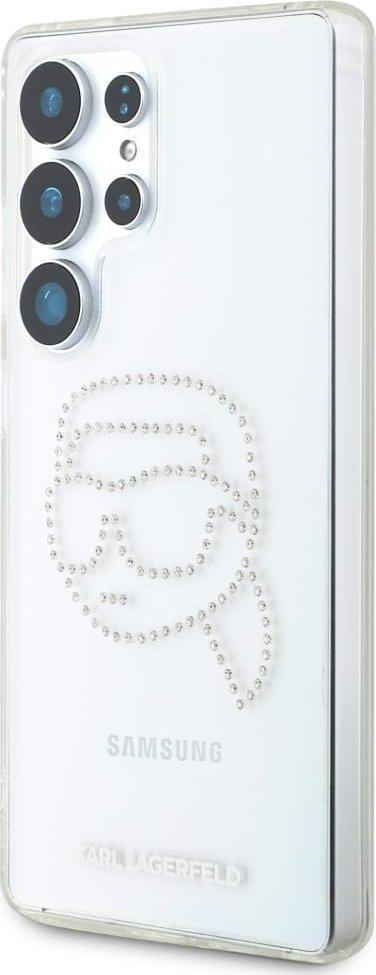 Futë telefoni Karl Lagerfeld për Samsung S25 Ultra Klhcs25Lhkhdcelt, e tejdukshme me gurë të vegjël shkëlqim, transparente