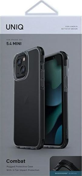 Këllëf telefoni Uniq Combat për iPhone 13 mini, ShockSorb, i zi karbon