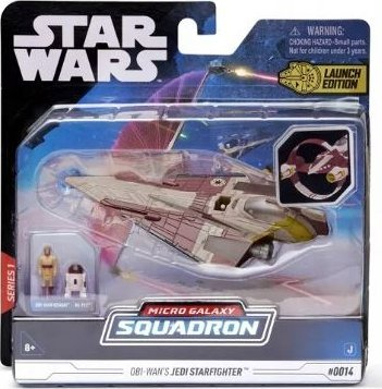 Играчка брод Star Wars Micro Galaxy Squadron Obi-Wan Jedi Starfighter, микро фигуриња, Launch Edition, повеќебојно