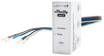 Трифазен мерач на енергија Shelly 3EM 63A Gen3, Wi‑Fi, компактен, бел