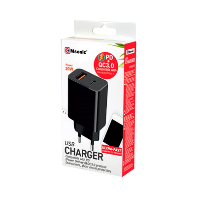 Karikues muri Vakoss Msonic MY6635K, USB dhe USB C, 20W, i zi