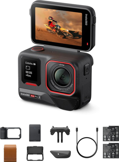 Kamerë action Insta360 Ace Pro 2, Flash Print Bundle, lente Leica, e zezë