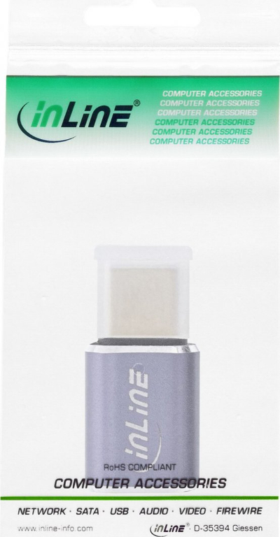 Adapter USB InLine USB4, USB Type-C mashkull–femër, alumin, gri