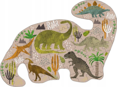 Puzzle flore Floss and Rock Dinosaur, 80 copa, në formë dinozauri, shumëngjyrësh