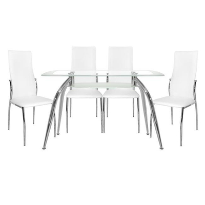 Set ngrënieje Norris-Kim, 5-pjesësh (Tavolinë 120×75 cm + 4 karrige) HM10060.01, bardhë