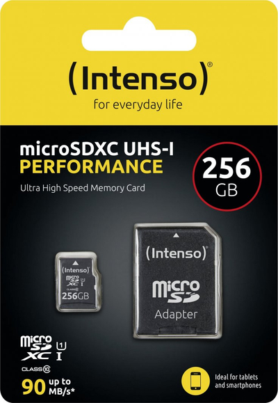 Kartë memorie Intenso Performance MicroSDXC, 256GB, Class 10 UHS I U1