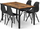 Set tavoline drejtkëndore Tessa me 4 karrige Osaka, 120x60, rustic, e zezë