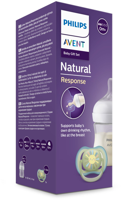Set për bebe Philips Avent Natural Response SCD837/10, biberona pa BPA, i kapshëm mirë në dorë, transparent
