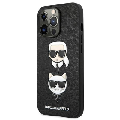 Mbulesë telefoni Karl Lagerfeld PU Saffiano Karl dhe Choupette, për iPhone 13 Pro, e zezë