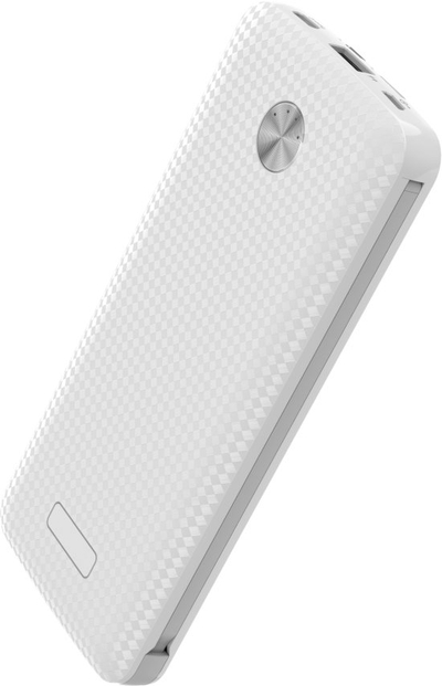 Powerbank Beafon Felixx Premium Carbon 10, 10000mAh, me kabllo të integrume, i bardhë