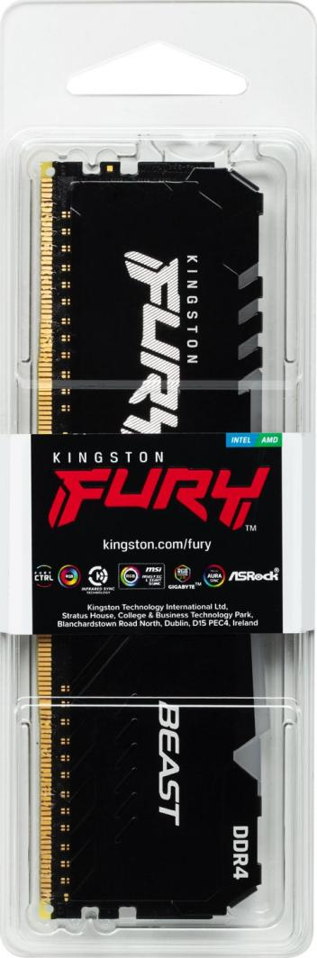 Memorie Kingston Fury Beast RGB, DDR4, 8 GB, 3600 MHz, CL17, KF436C17BBA/8