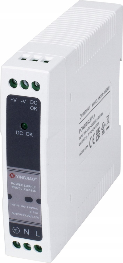 Furnizues energjie DIN rail YINGJIAO YSD20L-0502000, 5V DC, 2A, i bardhë