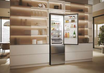 Frigorifer kombi Haier HTW5620DNMG, 414L, No Frost, inox