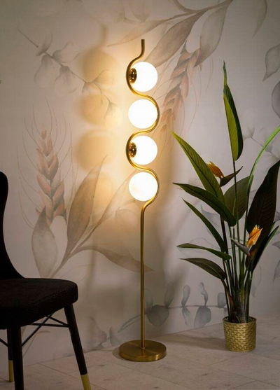 Lampë dyshemeje Mauro Ferretti Glamy, 165 cm, 4xE14 40W, ari me të bardhë