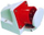Prizë murale industriale Receptacle Plug, 16A 5P 400V, IP44, e kuqe