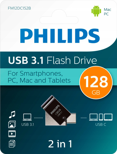 USB flash Philips Dual USB 3.1 FM12DC152B/00, 128GB, Type C, e zezë