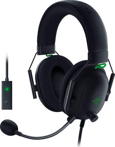 Kufje Razer Blackshark V2 + USB (RZ04-03230100-R3M1), të zeza / gjelbërta
