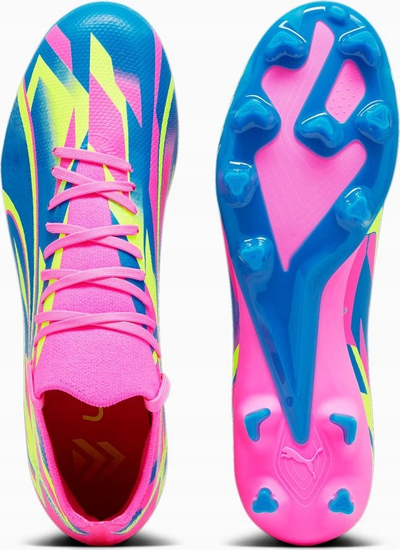 Këpuca futbolli Puma Ultra Match Energy Luminous FG MG, për çuna, rozë shumëngjyrëshe