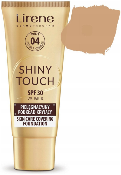 Fondatinë Lirene Shiny Touch Concealing Foundation Toffee, mbulim i mesëm, 30ml