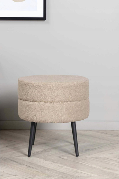 Puf Venture Home Pot, 40x40x40 cm, material teddy, bezhë me të zezë