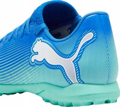 Këpucë futbolli Puma Future 7 Play TT Junior, turf, për kalamaj, blu me jeshile
