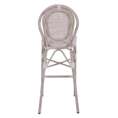 Stol alumini stil bambuje, textilene, 47×61×115 cm (HM5110), bardhë