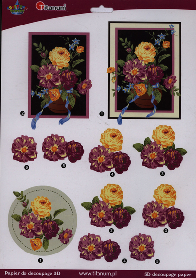 Декоративна хартија Titanum 3D Decoupage Bouquet, многуобојна