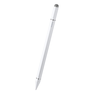 Stilolaps touchscreen Baseus 3 në 1, universal për telefon e tablet, i argjendtë