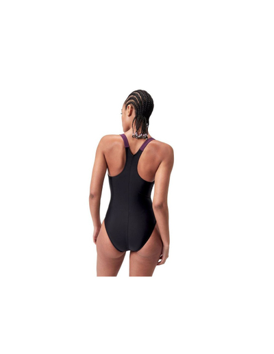 Kostum noti Speedo HyperBoom Splice Racerback, për goca, i zi me vjollcë