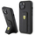 Mbrojtëse telefoni Ferrari Hard Case me Grip Stand për iPhone 15 6.1", me logo metal, e zezë