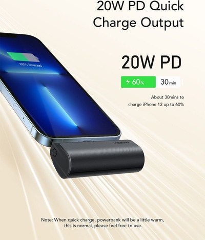 Power bank Veger PlugON L, 5000mAh, 20W, për iPhone, i zi