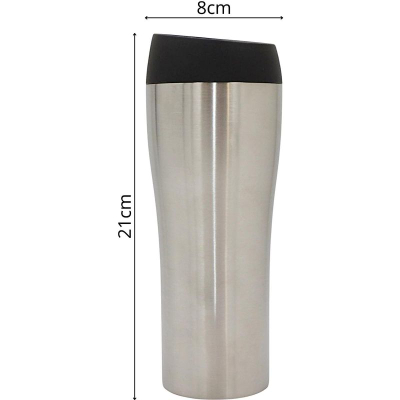 Gotë termike Excellent, 350 ml, çelik inox, ngjyrë argjendi me kapak të zi